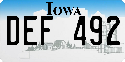 IA license plate DEF492
