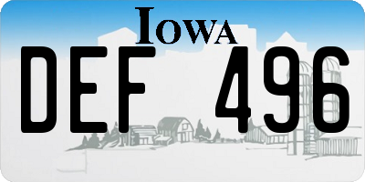 IA license plate DEF496