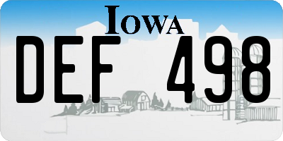 IA license plate DEF498