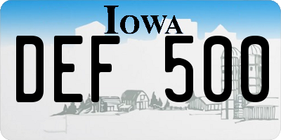 IA license plate DEF500
