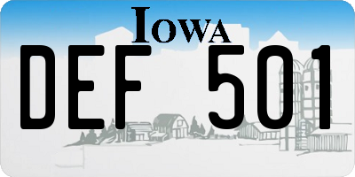 IA license plate DEF501