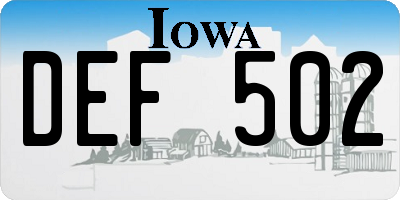 IA license plate DEF502