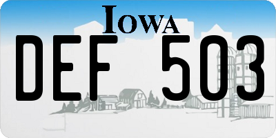 IA license plate DEF503