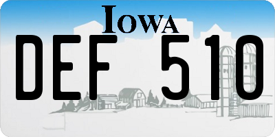 IA license plate DEF510