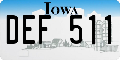 IA license plate DEF511