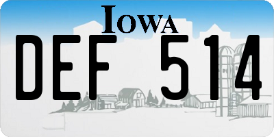 IA license plate DEF514