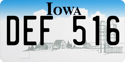 IA license plate DEF516