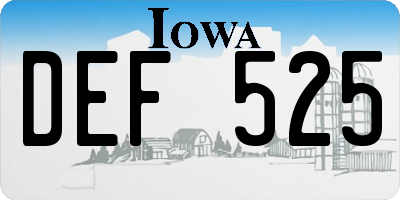 IA license plate DEF525