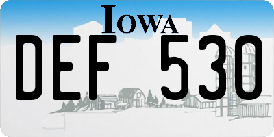 IA license plate DEF530