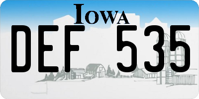 IA license plate DEF535