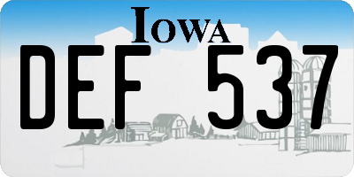 IA license plate DEF537