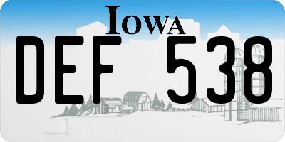 IA license plate DEF538