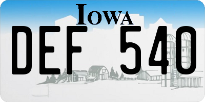 IA license plate DEF540