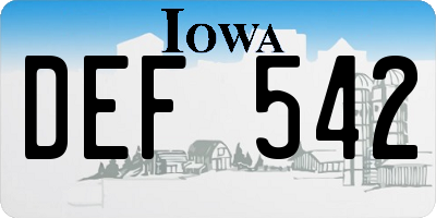 IA license plate DEF542