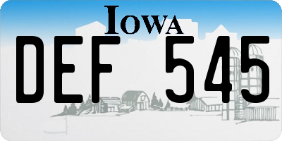 IA license plate DEF545
