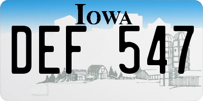 IA license plate DEF547