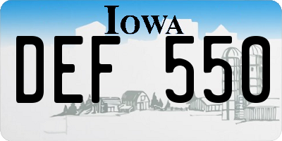 IA license plate DEF550