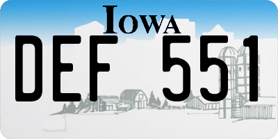 IA license plate DEF551
