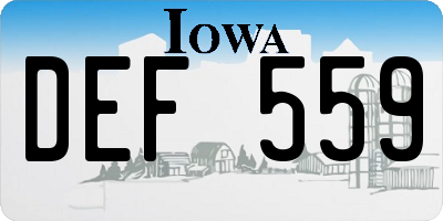 IA license plate DEF559