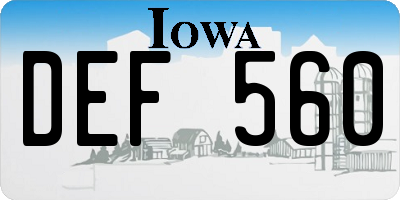 IA license plate DEF560