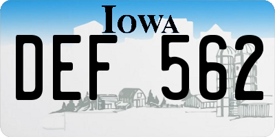 IA license plate DEF562
