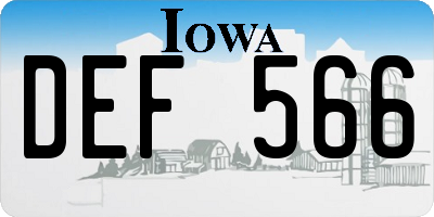IA license plate DEF566