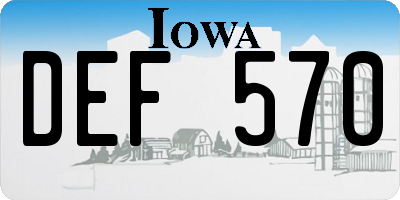 IA license plate DEF570