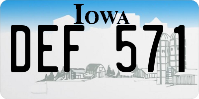 IA license plate DEF571