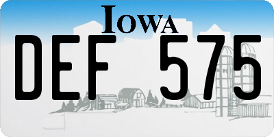 IA license plate DEF575