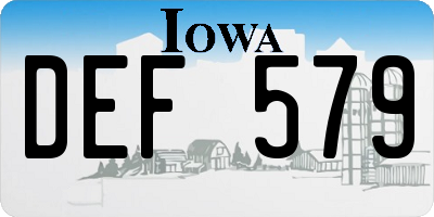 IA license plate DEF579