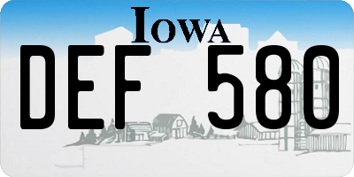 IA license plate DEF580