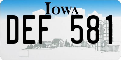 IA license plate DEF581