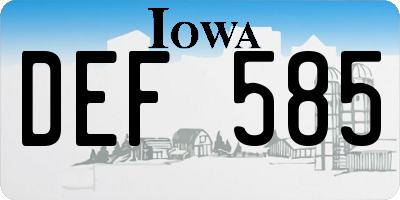 IA license plate DEF585