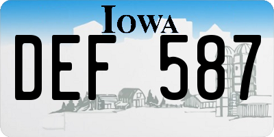 IA license plate DEF587