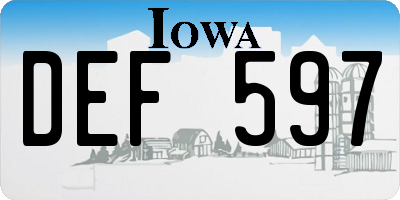IA license plate DEF597