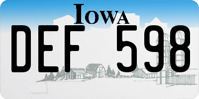 IA license plate DEF598