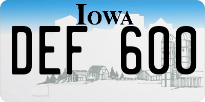 IA license plate DEF600