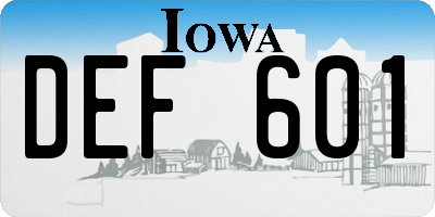 IA license plate DEF601