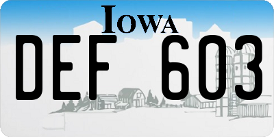 IA license plate DEF603