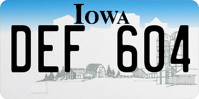 IA license plate DEF604