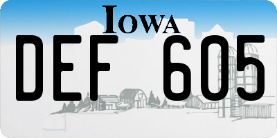 IA license plate DEF605