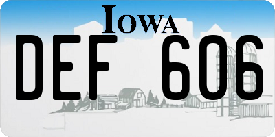 IA license plate DEF606