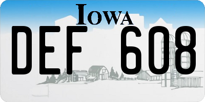 IA license plate DEF608