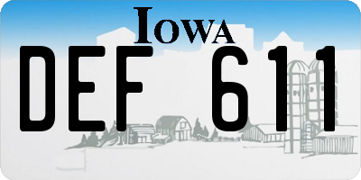 IA license plate DEF611
