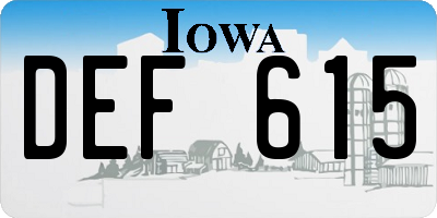 IA license plate DEF615