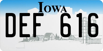 IA license plate DEF616