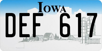 IA license plate DEF617