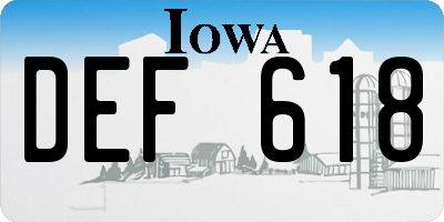 IA license plate DEF618