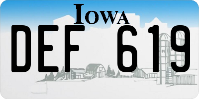 IA license plate DEF619