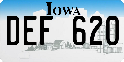 IA license plate DEF620